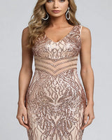 Odette Geometric Sequin Illusion Gown