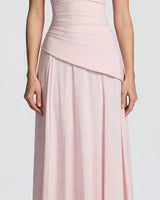 Asymmetric diagonal waist seam detail in blush