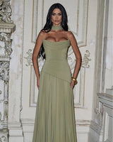 Patricia sage chiffon maxi dress – front view