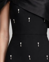 Close-up of bodice with teardrop crystal drops