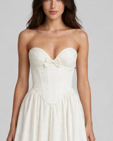 Sweetheart neckline and centre bow detail