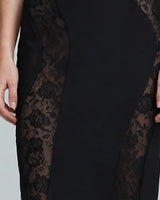 Close-up of lace panel at the hip