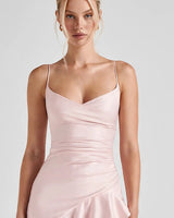 Draped V neckline and thin strap detail