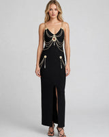 Sloane Chain-Detail Plunge Maxi Dress