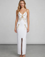 Sloane Chain-Detail Plunge Maxi Dress