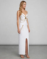 Sloane Chain-Detail Plunge Maxi Dress