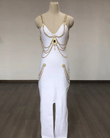 Sloane Chain-Detail Plunge Maxi Dress
