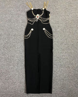 Sloane Chain-Detail Plunge Maxi Dress