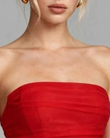 Ruched strapless bodice detail