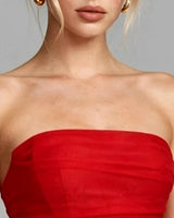 Ruched strapless bodice detail