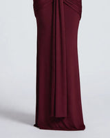 Floor-length skirt hem detail