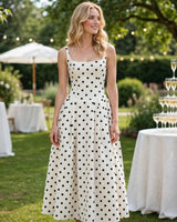 Zola ivory polka dot maxi dress — garden party