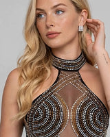 Rhinestone choker and halter detail