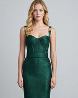Zelda emerald glitter bustier bandage midi dress — bodice view