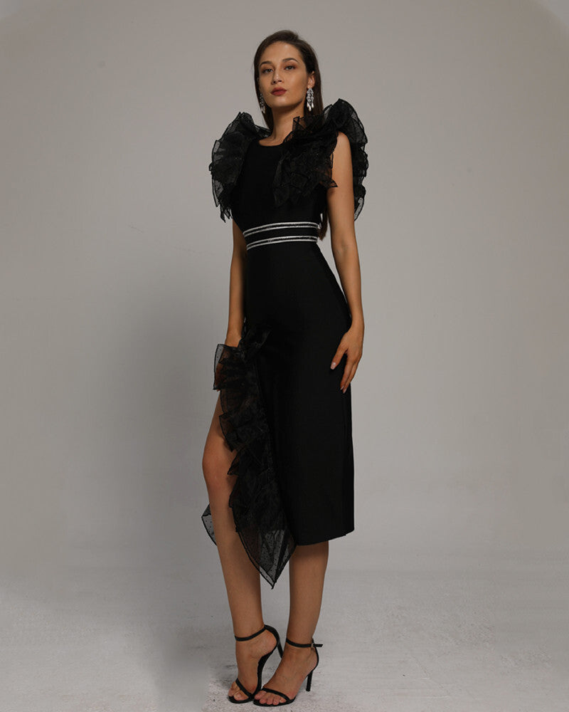 Nathaly Midi Dress-Black