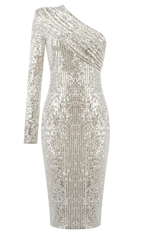 Kristi Silver Sequin Dress