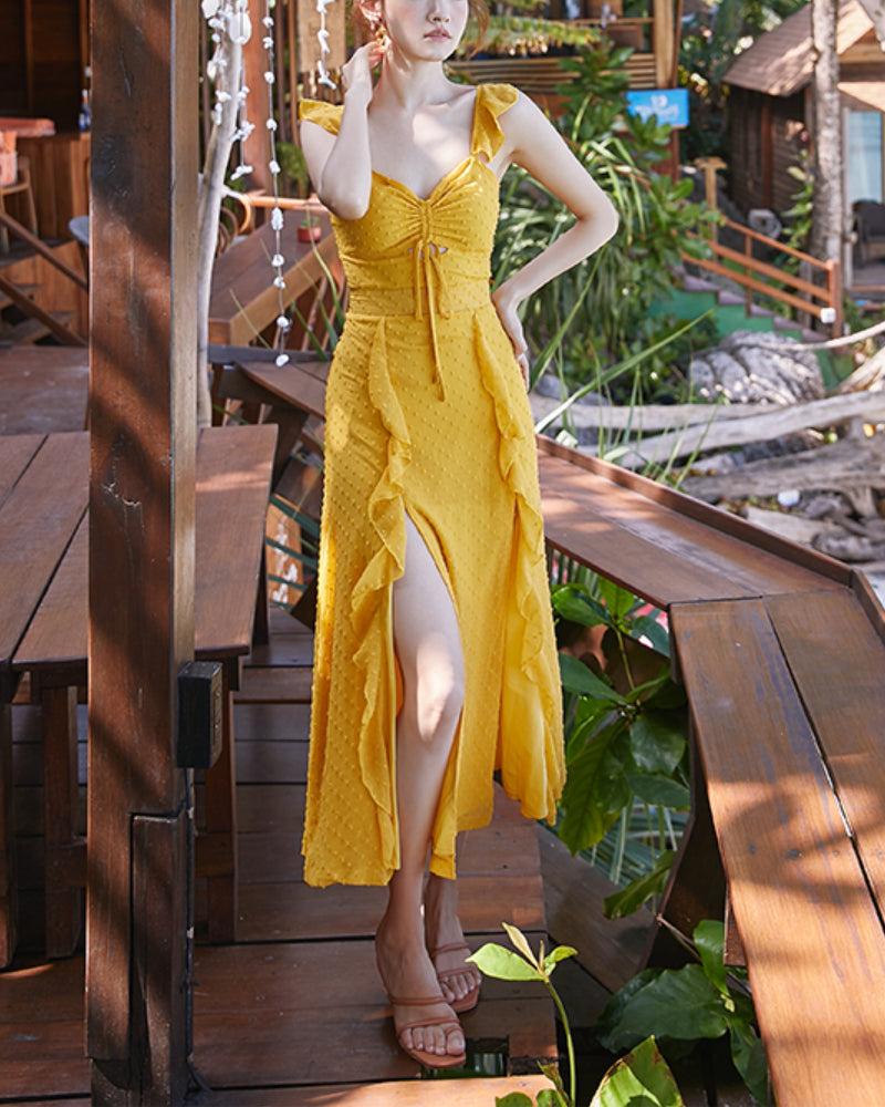 Gemma Midi Dress-Yellow