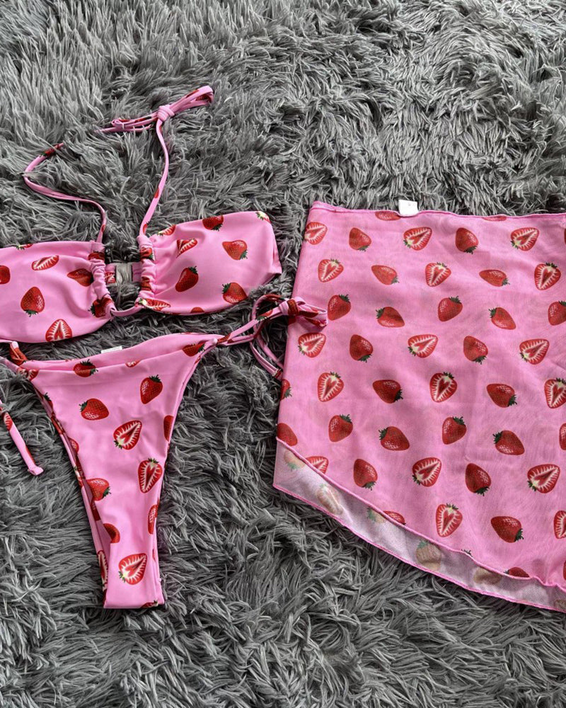 Makayla Swimwear Three Piece Set-Pink