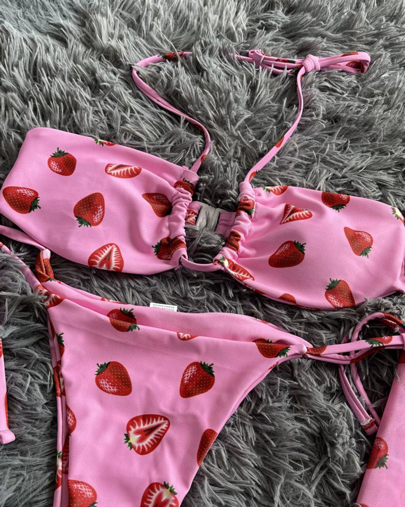 Makayla Swimwear Three Piece Set-Pink