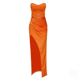 Annabelle Maxi Dress - Orange ( Belt Included )