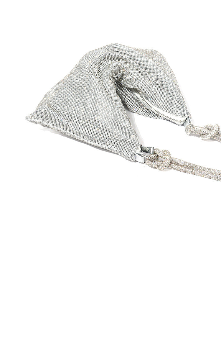 Ashley Rhinestone Shoulder Bag In Silver