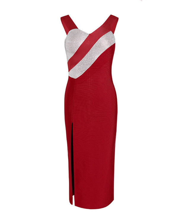 Salma Midi Dress-Red