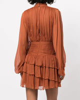 Charlize Mini Dress-Brown