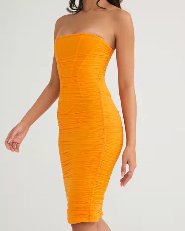 Beatrice Midi Dress-Orange