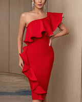 Leanna Midi Dress-Red