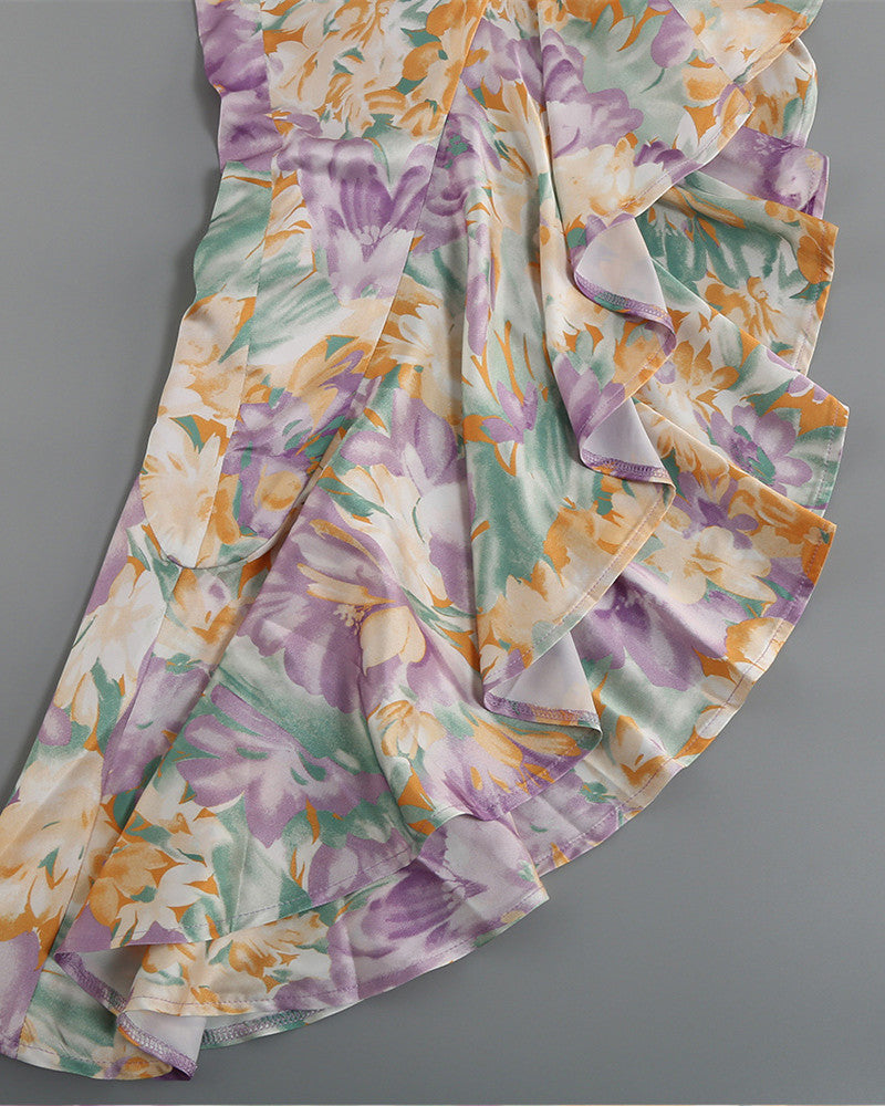 Ariel Bronx and Banco Tropics Maxi Dress in Lavender & Multicolor fashionmallonline.com Ariel Bronx and Banco Tropics Maxi Dress in Lavender & Multicolor fashionmallonline.com
